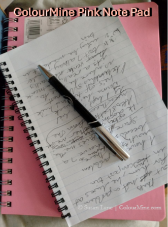 ColourMine notepad and pen for writing all the poems