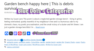 Blue dots show where to find ColourMine categories with more bug hotel and other garden poems