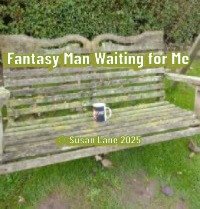 Fantasy man waiting for me, Top Gear "The Stig" mug on swing seat, "© Susan Lane 2025"
